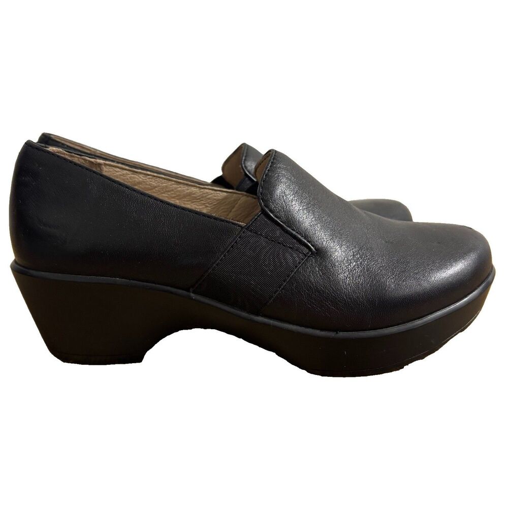 DANSKO 'Jessica' Wedge Loafer Women’s 35 US 5 Black Leather Slip On Clog